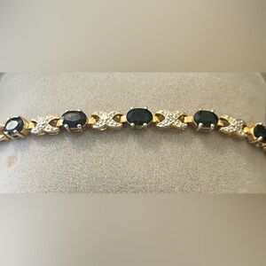 Elegant Gold Tone and Sapphire Bracelet